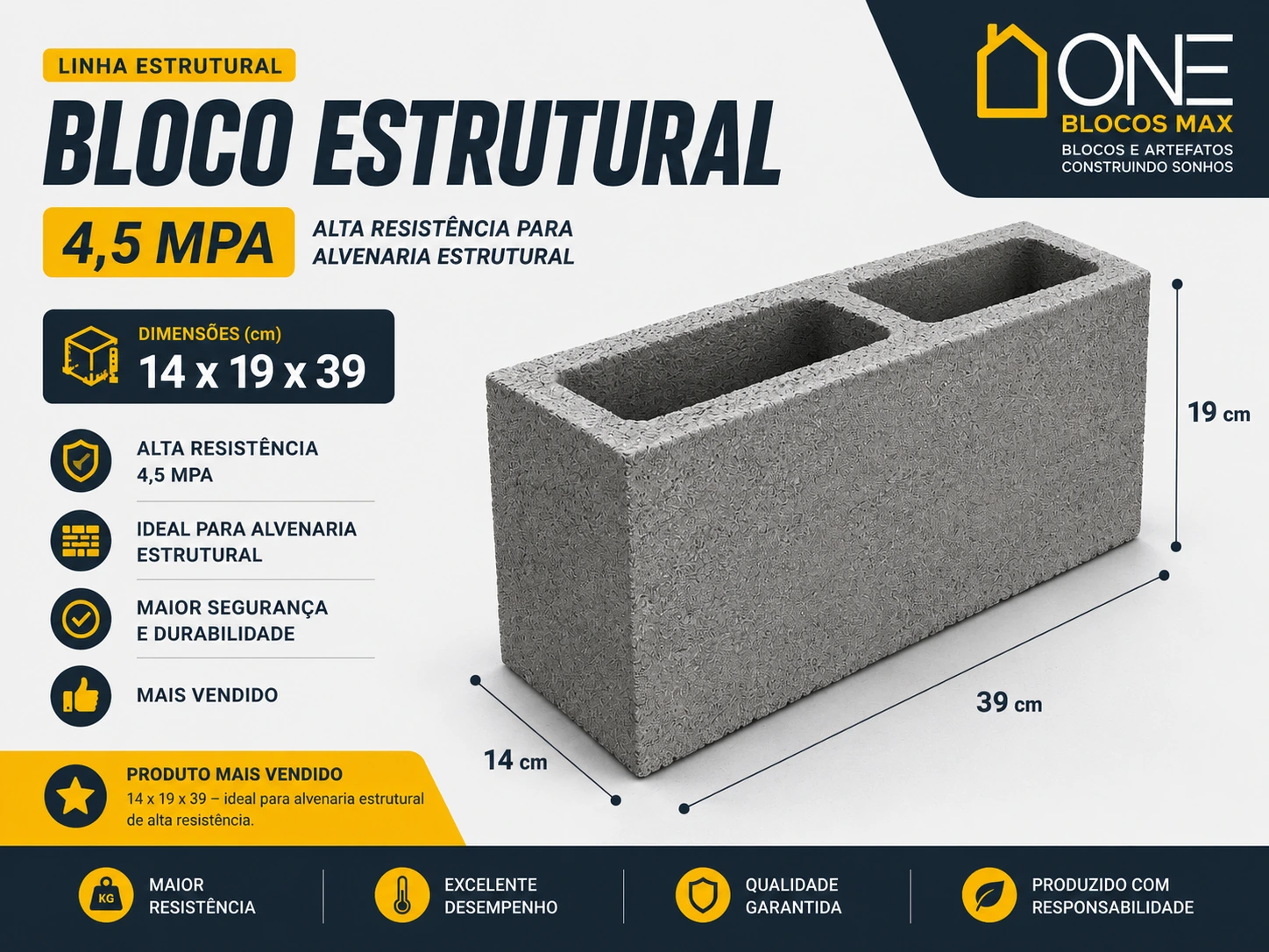 Bloco Estrutural 4,5 MPA