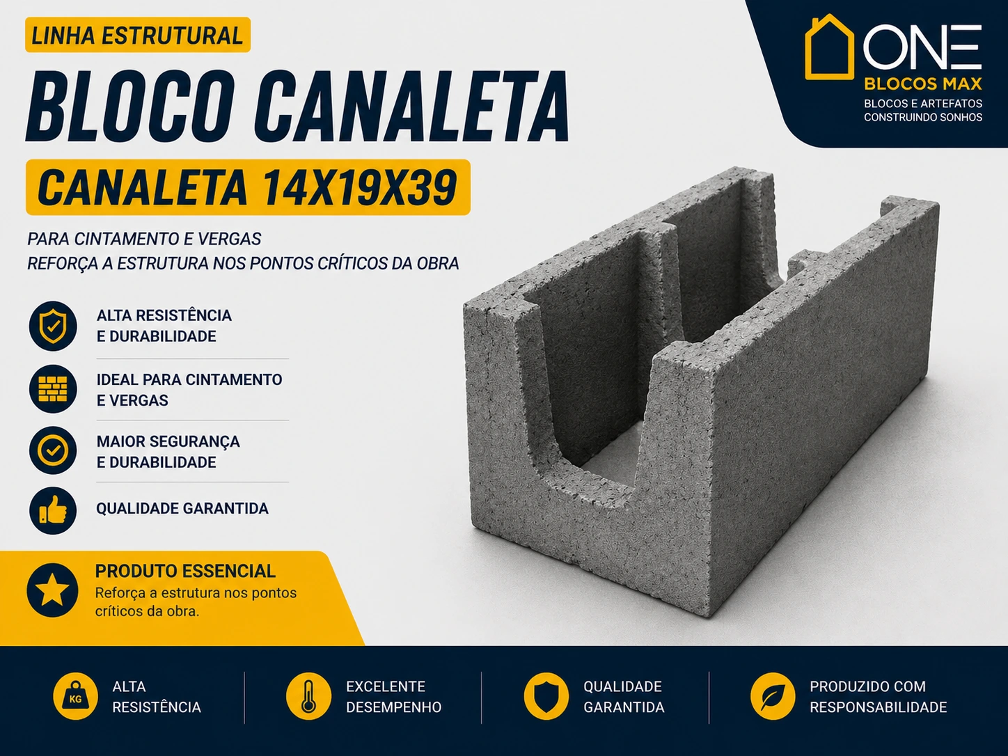 Bloco Canaleta 14x19x39